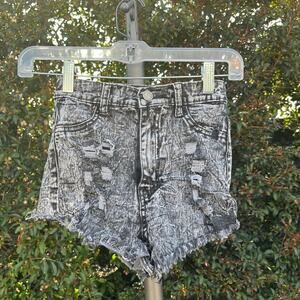 Rox Denim Black Stonewash Shirt Shorts Cut-Off XS